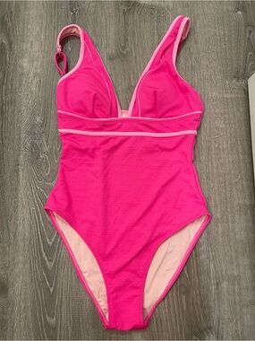 Cupshe hot Pink One-Piece Swimsuit with Light Pink Trim size M